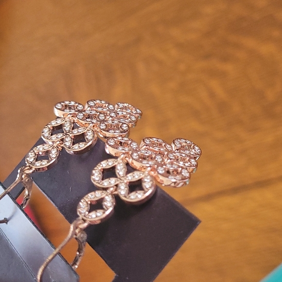 Anne Klein Rose Gold chandelier earrings - Picture 3 of 3